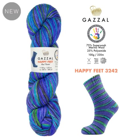 Пряжа Gazzal Happy Feet 75% мериносовая шерсть, 25% полиамид, 100гр/330м