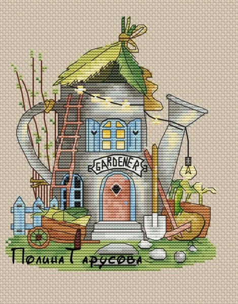 Садовый домик , схема для вышивания