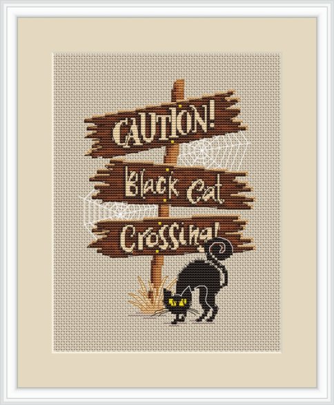 Осторожно! Черный кот!, схема для вышивки крестиком