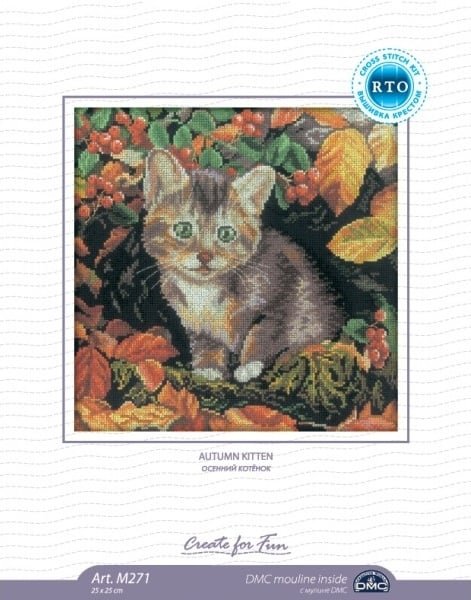 Осенний котенок, набор для вышивания