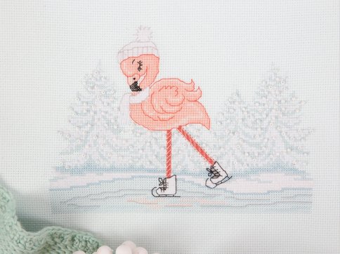 Фламинго на коньках, набор для вышивания