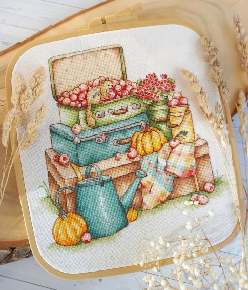 Осенние чемоданчики, схема для вышивания