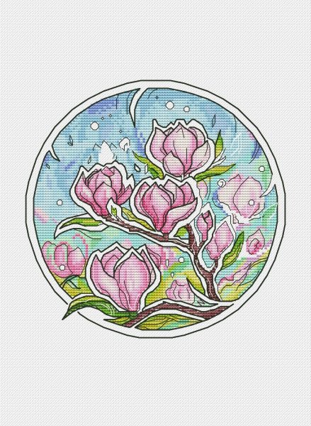 Магнолии Вышивка нитками > Dimensions > Цветы. Magnolias