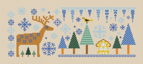Сказочный новогодний лес, схема для вышивания крестиком