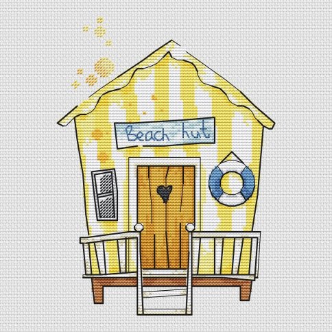 Пляжный домик: Жёлтый, схема для вышивки крестом