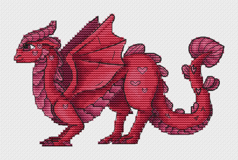 Сердечный дракон, схема для вышивания
