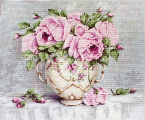 Розовые розы, набор для вышивания крестом