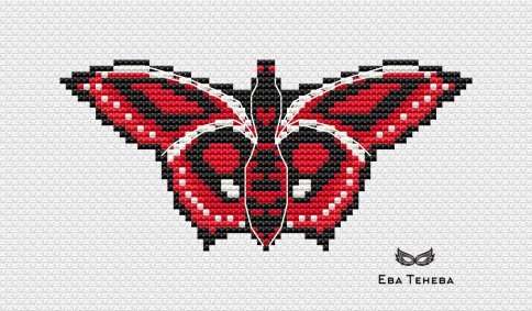 Бабочка "Красная жара", схема для вышивки