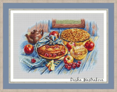 Яблочный пирог, схема для вышивки