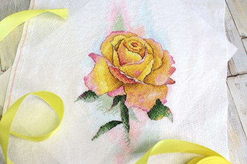 Желтая роза, набор для вышивания