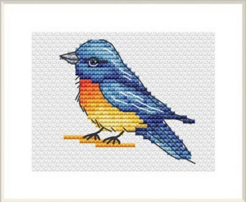 Синяя птичка, схема для вышивания