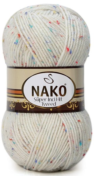Пряжа Nako Super Inci Hit Tweed, 20% шерсть, 75% акрил, 5% вискоза, 100г/180м