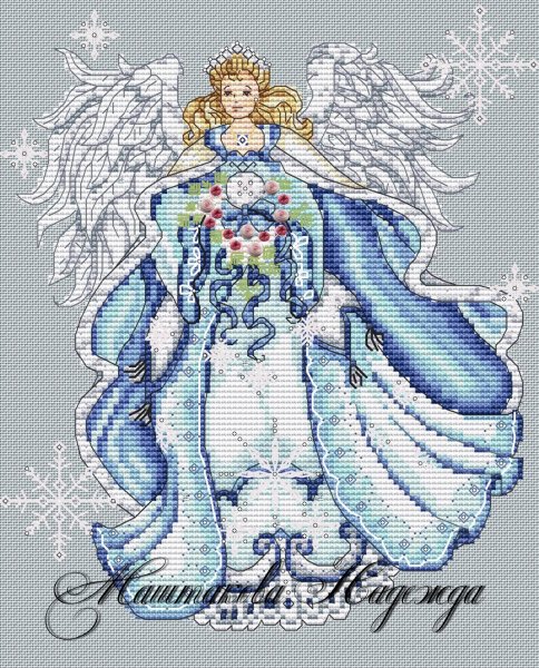 Зимний ангел, схема для вышивки