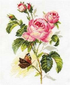 Роза и бабочка, набор для вышивания