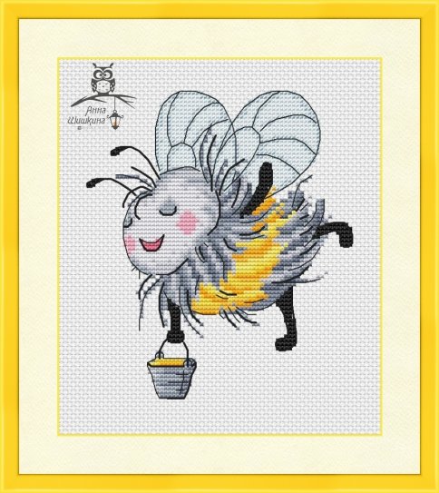 Пчелка с ведерком меда, схема для вышивания крестом
