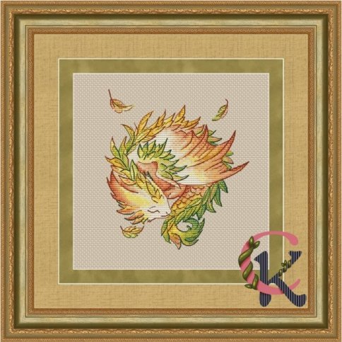 Осенний дракон, схема для вышивания