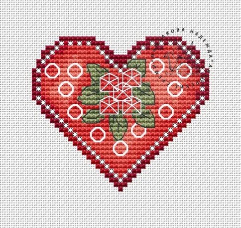 Сердце Аромат роз, схема для вышивания