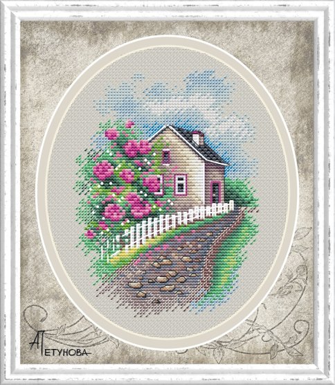 Розовый сад, авторская схема для вышивки