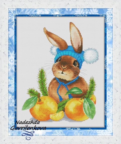 Новогодний Кролик, схема для вышивки