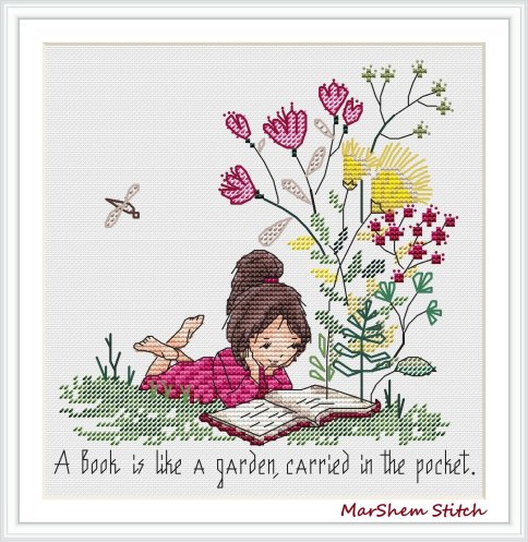 Книги - это сад, схема для вышивки