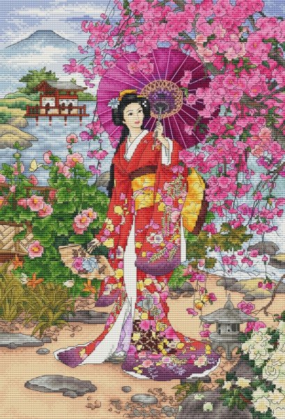 Японский сад, схема для вышивания