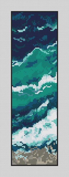 Закладка Океан, схема для вышивания крестом