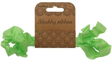Лента декоративная свежая зелень, Shabby ribbon, 1,5см/1м