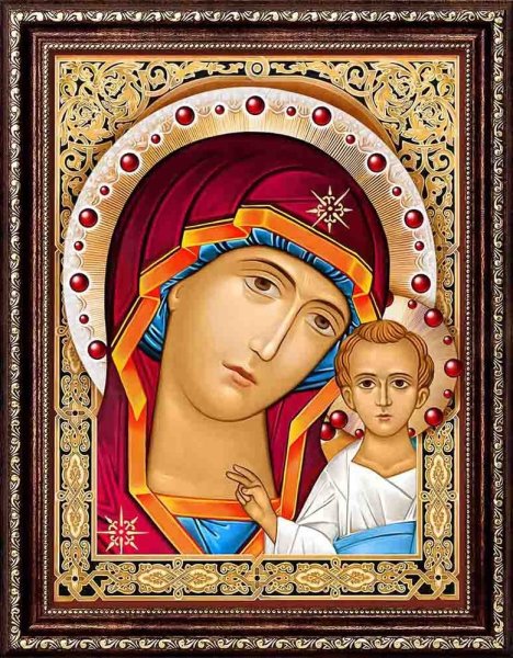 Икона Казанская Богородица, алмазная мозаика Алмазная живопись