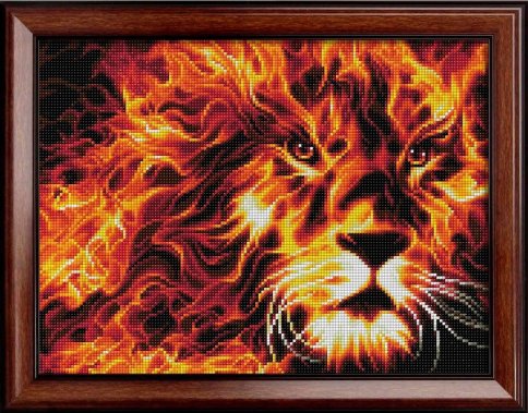 Огненный лев, алмазная мозаика