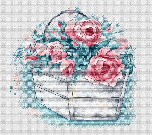 Розы в ящике, схема для вышивания