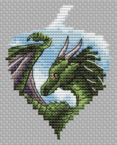 Зеленый дракон, схема для вышивки
