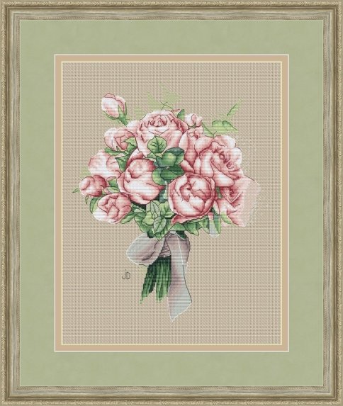Розовые розы, авторская схема для вышивки крестиком