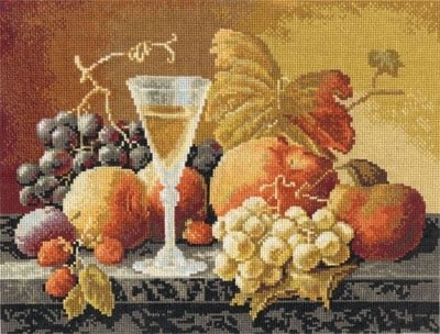 Натюрморт с вином и фруктами, набор для вышивания
