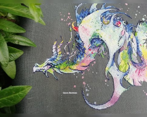 Акварельный дракон, схема для вышивания