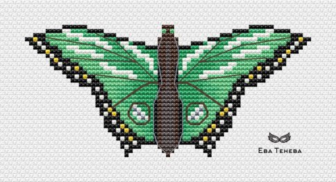 Бабочка "Изумруд", схема для вышивки