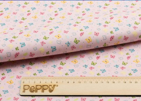 Ткань для пэчворка Peppy, принт розовый с бабочками