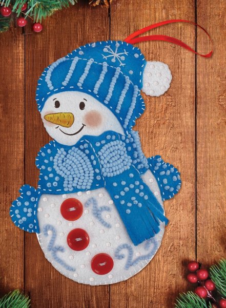 Набор для шитья ёлочной игрушки из фетра "Снеговик"