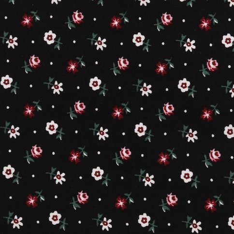 Ткань декоративная, AR1817, цвет черный в мелкий цветочек