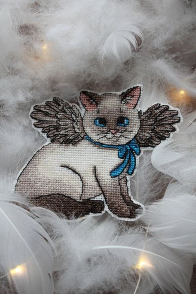Котик ангелок, схема для вышивания