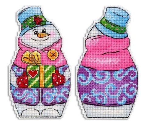 Снеговик с подарками, набор для вышивки