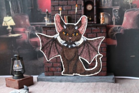 Котик демон, схема для вышивания