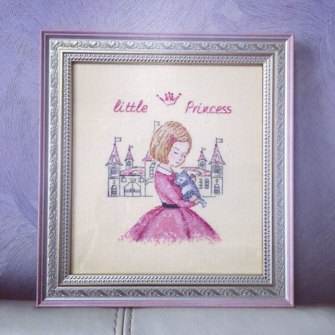Маленькая принцесса в розовом, схема для вышивки