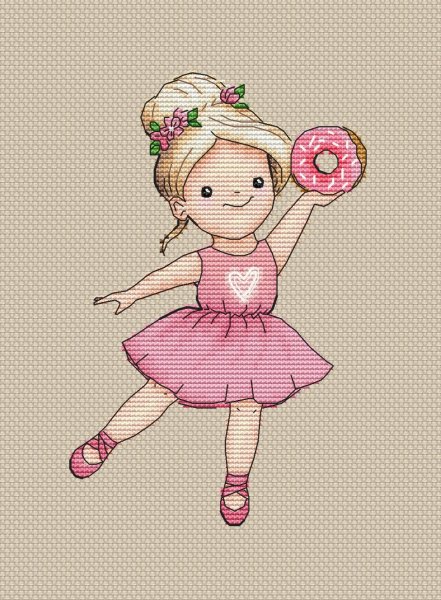 Балерина с пончиком, схема для вышивки
