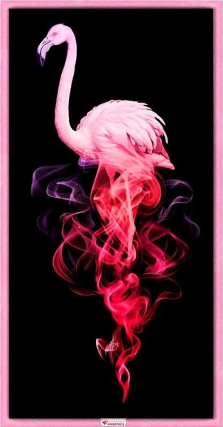 Фламинго в дыму, алмазная мозаика