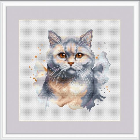 Бриитанский короткошерстный кот, схема для вышивки крестиком