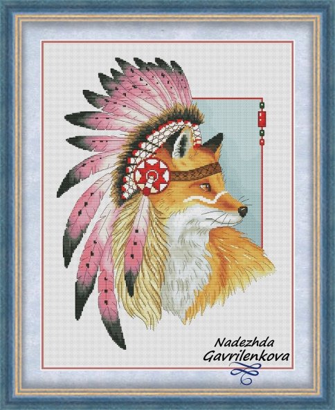 Индейская лисичка, схема для вышивки