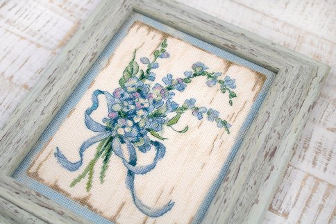 Голубые цветы, набор для вышивания
