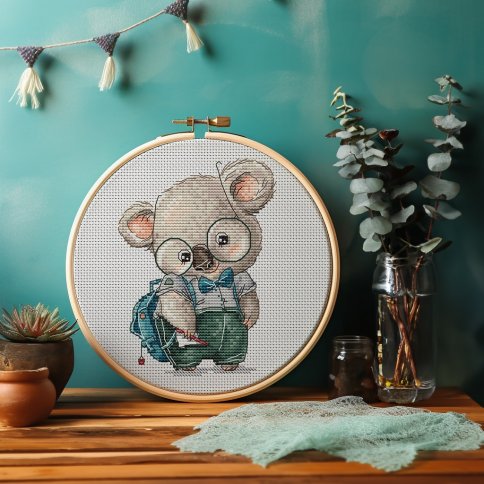Застенчивый коала, схема для вышивки крестиком