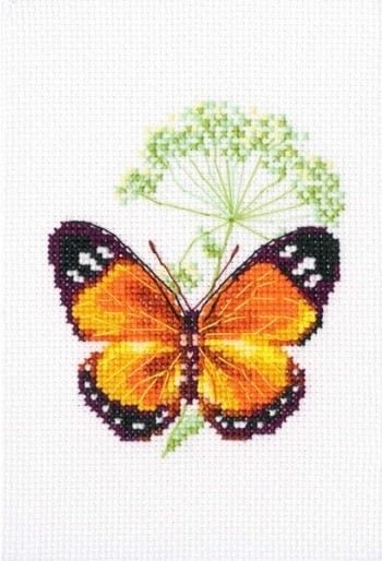 Цветок тмина и бабочка, набор для вышивания