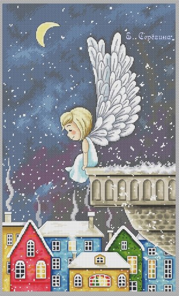 Снежный ангел, схема для вышивания